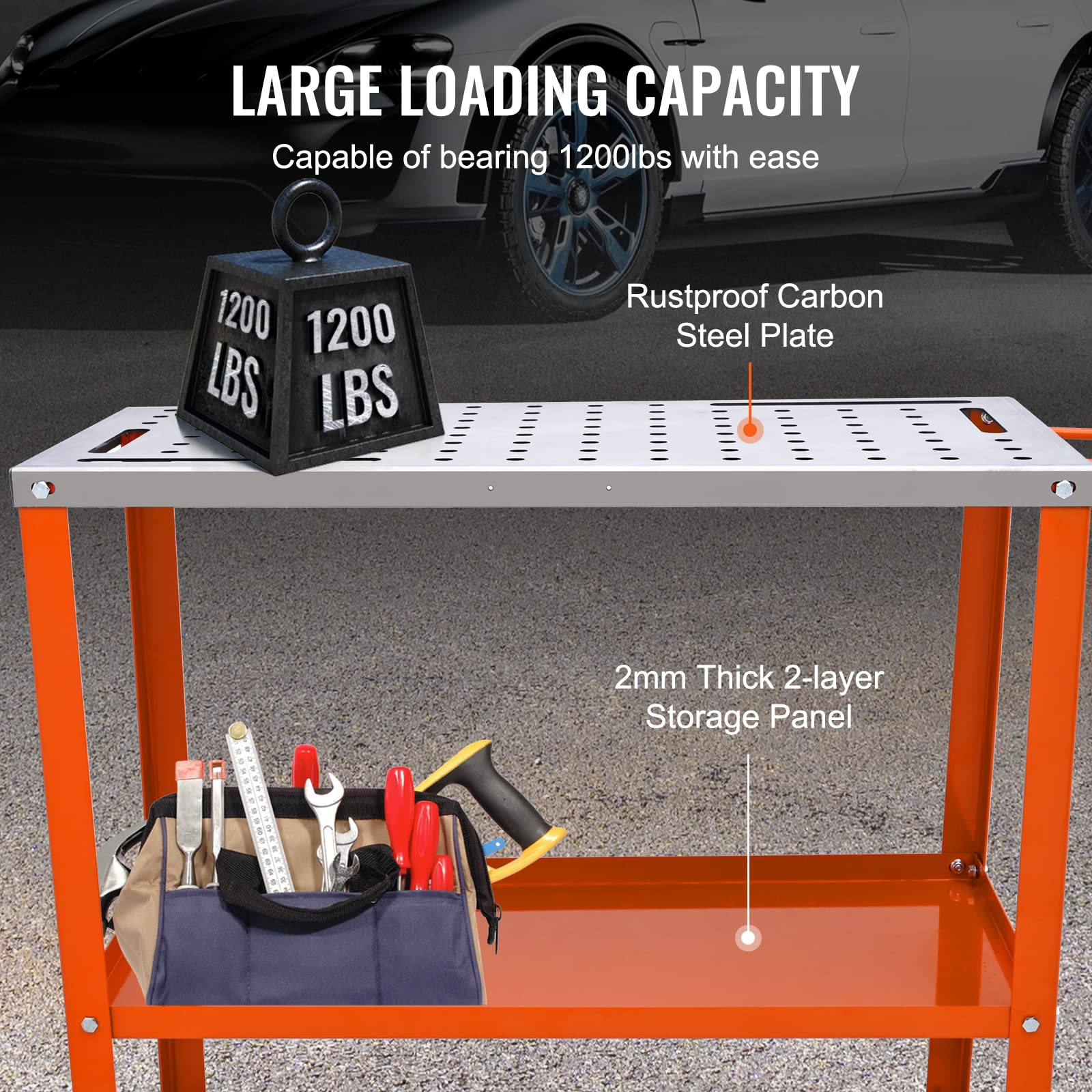 Foto 3 | Mesa De Soldadura Vevor 91x46 Cm 544 Kg Load Steel Con Ruedas - Venta Internacional.