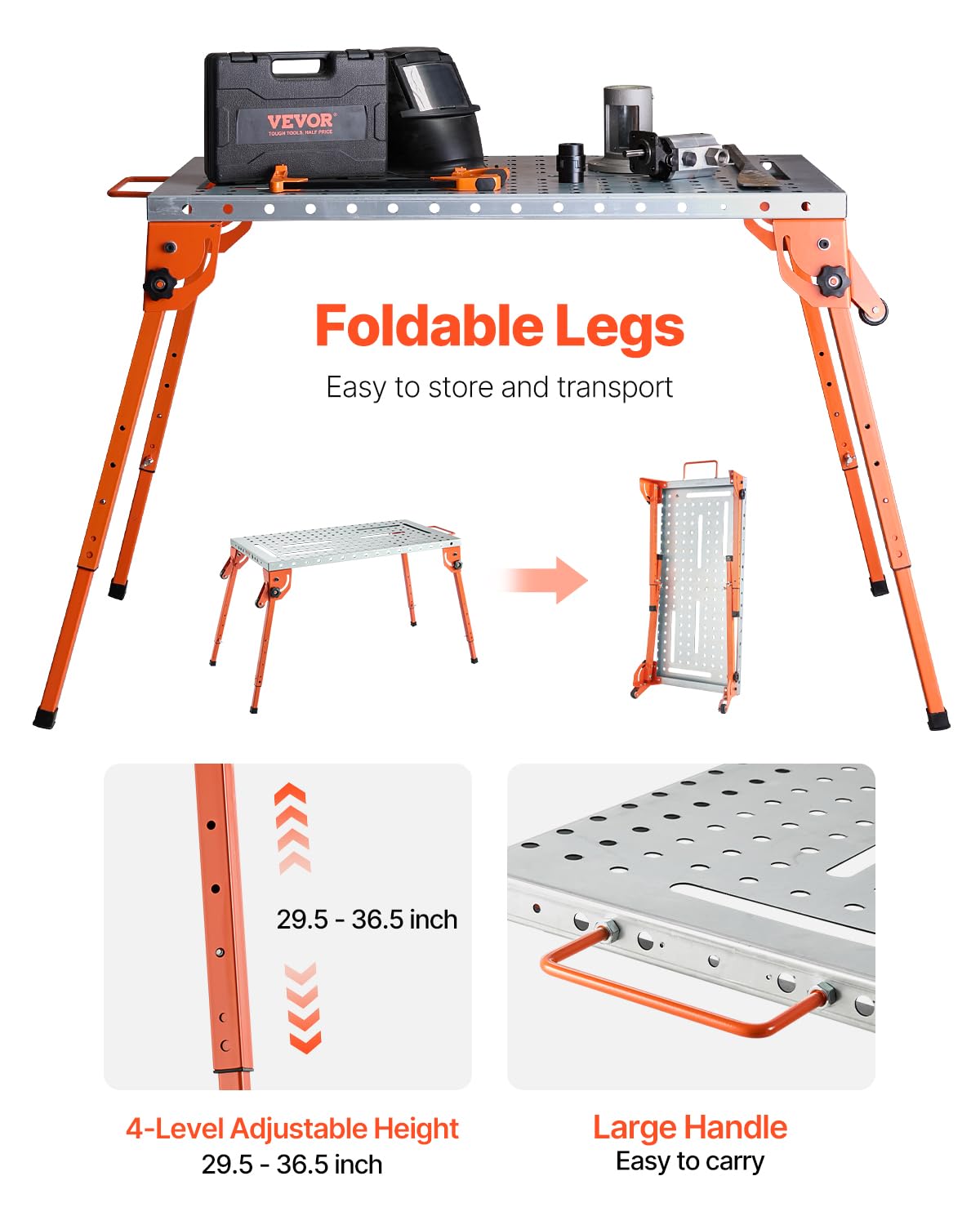 Foto 3 pulgar | Mesa De Soldadura Vevor Plegable 44 X 21 Cm, 227 Kg De Capacidad, Acero Al Carbono - Venta Internacional.
