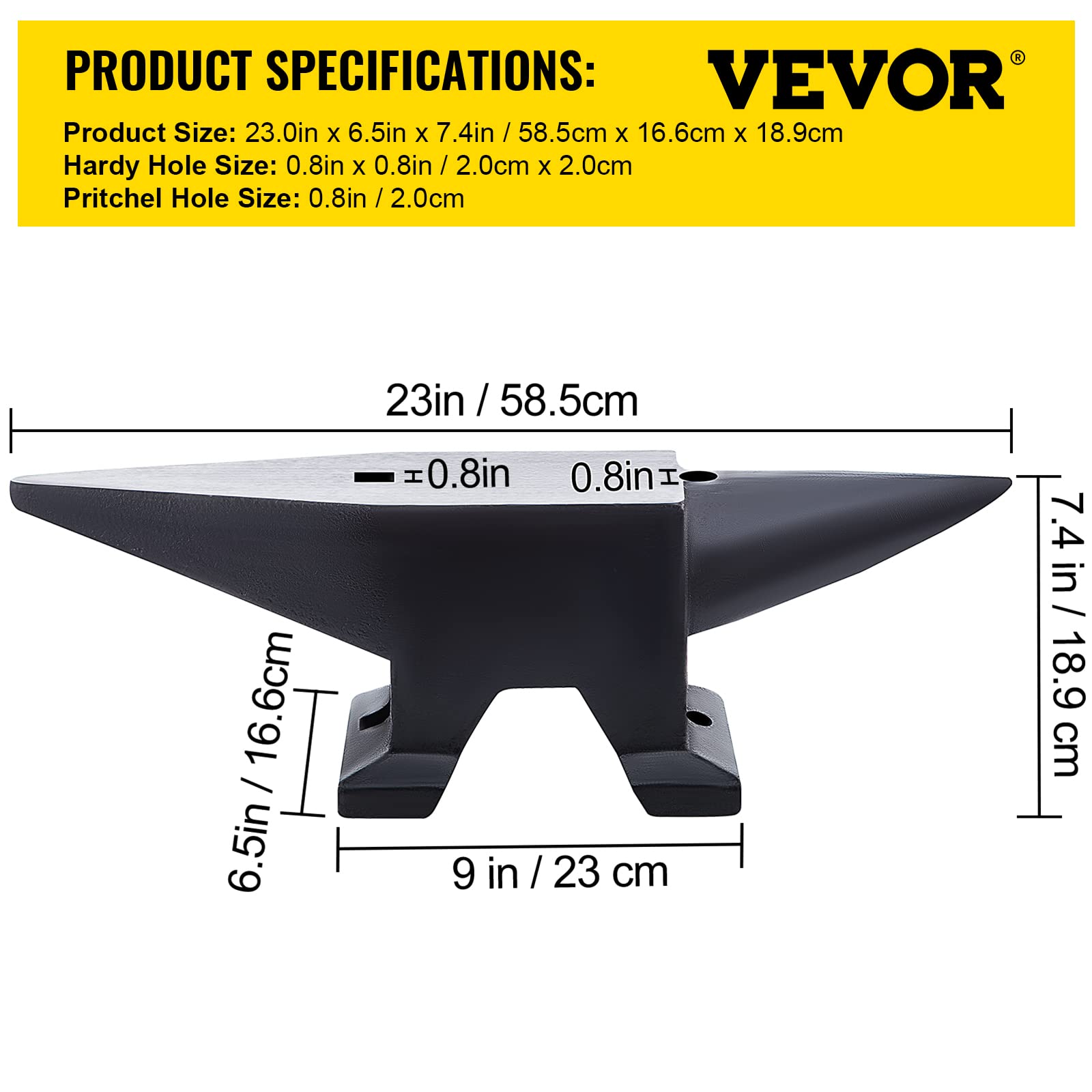Foto 7 | Bocina Única De Hierro Fundido Anvil Vevor De 48 Kg Con Encimera Grande - Venta Internacional.