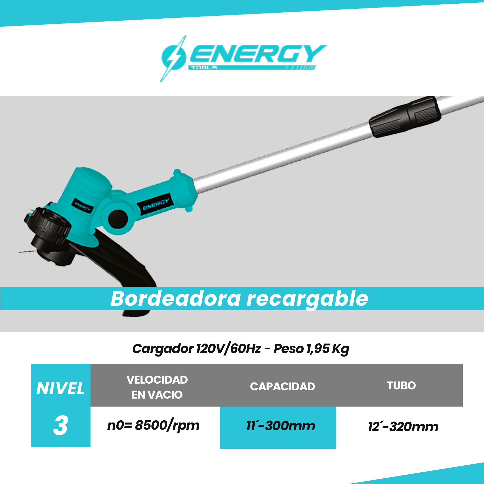 Foto 4 pulgar | Bordeadora Recargable Energy Tools Azul 11''