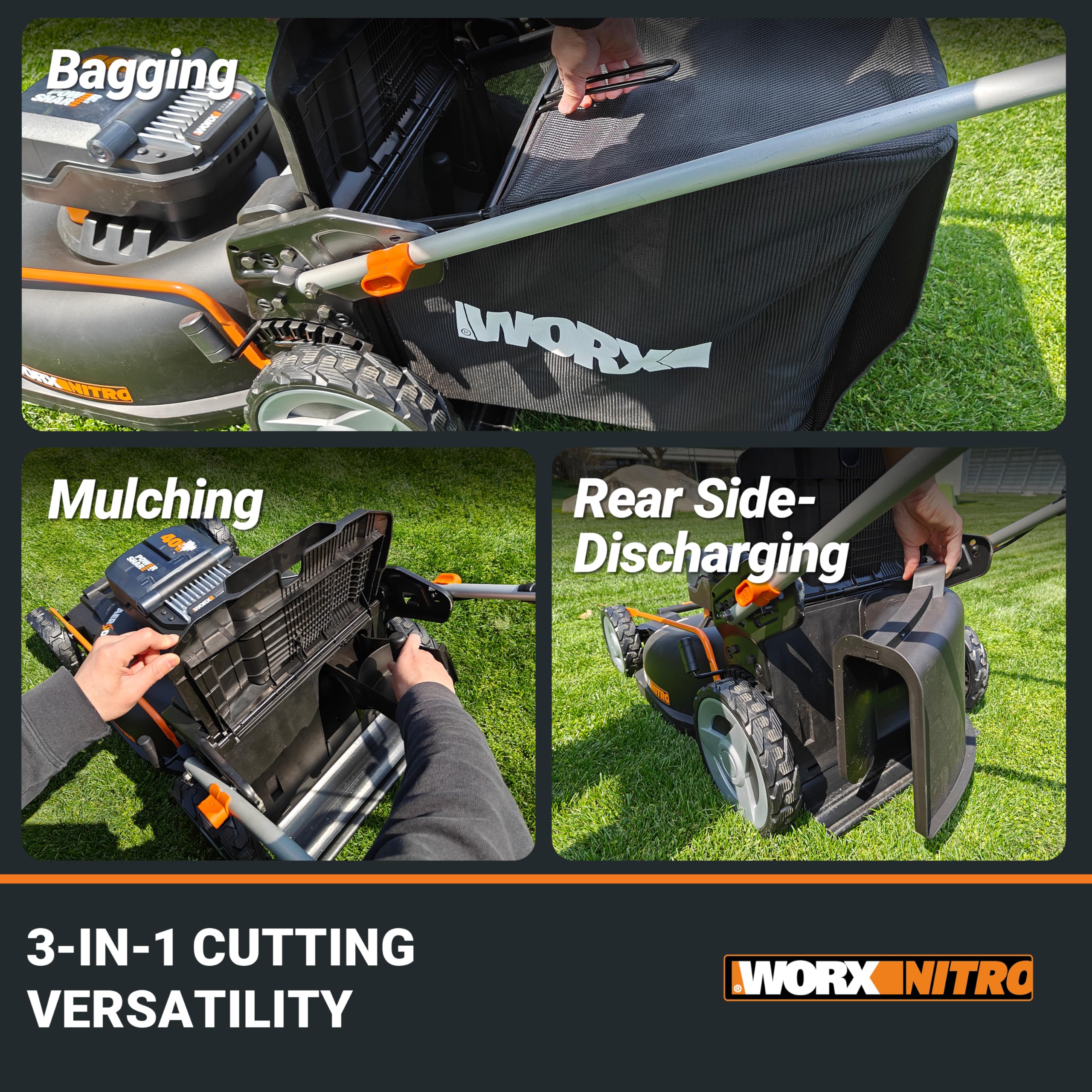 Foto 3 pulgar | Cortadora De Césped Worx Nitro 40v 21 Push Con Aerodeck E Intellicut - Venta Internacional.