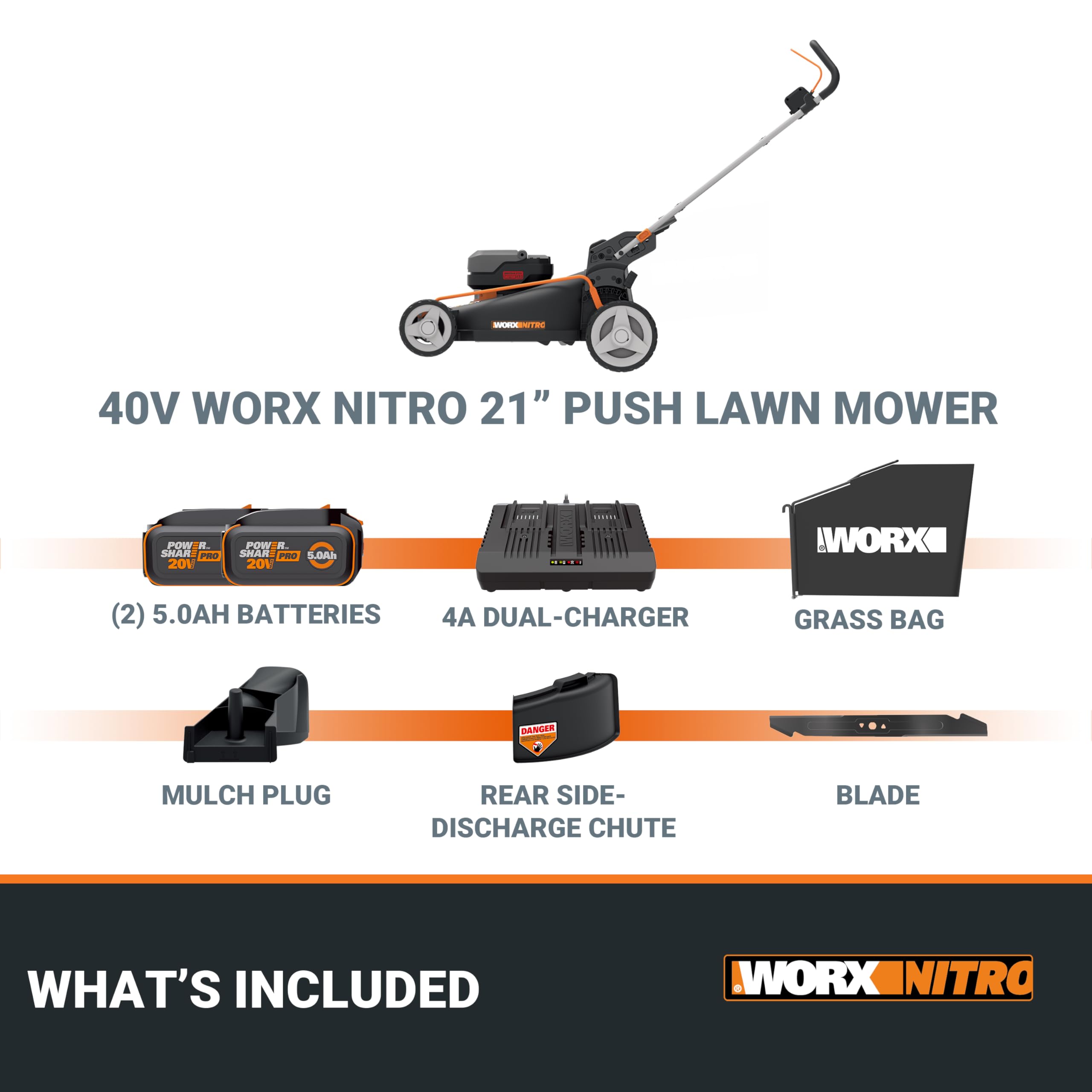 Foto 6 pulgar | Cortadora De Césped Worx Nitro 40v 21 Push Con Aerodeck E Intellicut - Venta Internacional.