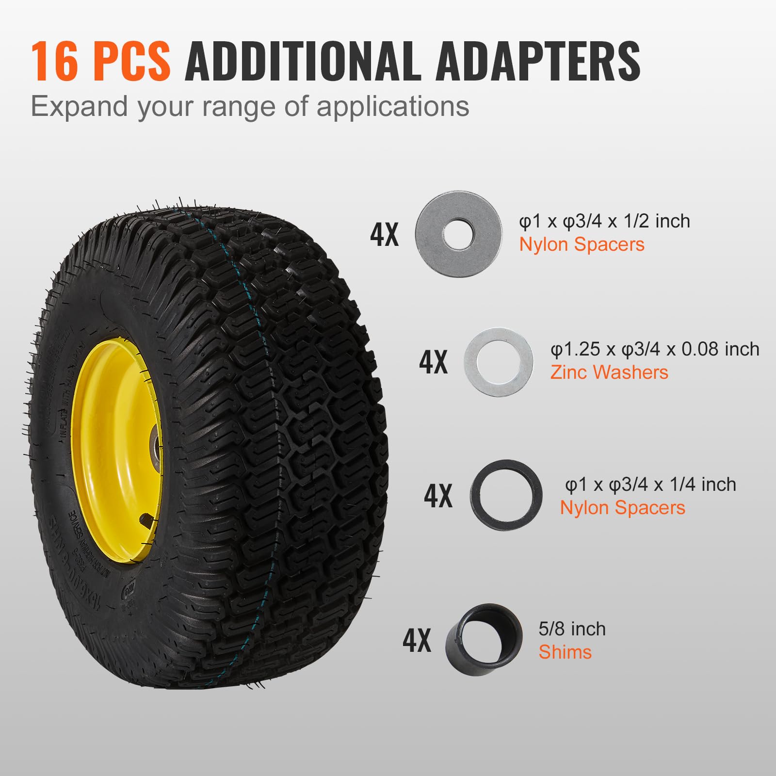 Foto 7 pulgar | Neumáticos Para Cortacésped Vevor 15x6.00-6 Sin Cámara Con Llanta, Paquete De 2 - Venta Internacional.
