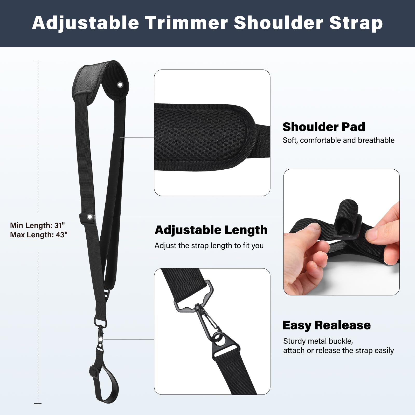 Foto 4 pulgar | Mango Ergonómico Trimmer Grip Handle Zzm Con Arnés De Correa Para El Hombro - Venta Internacional.