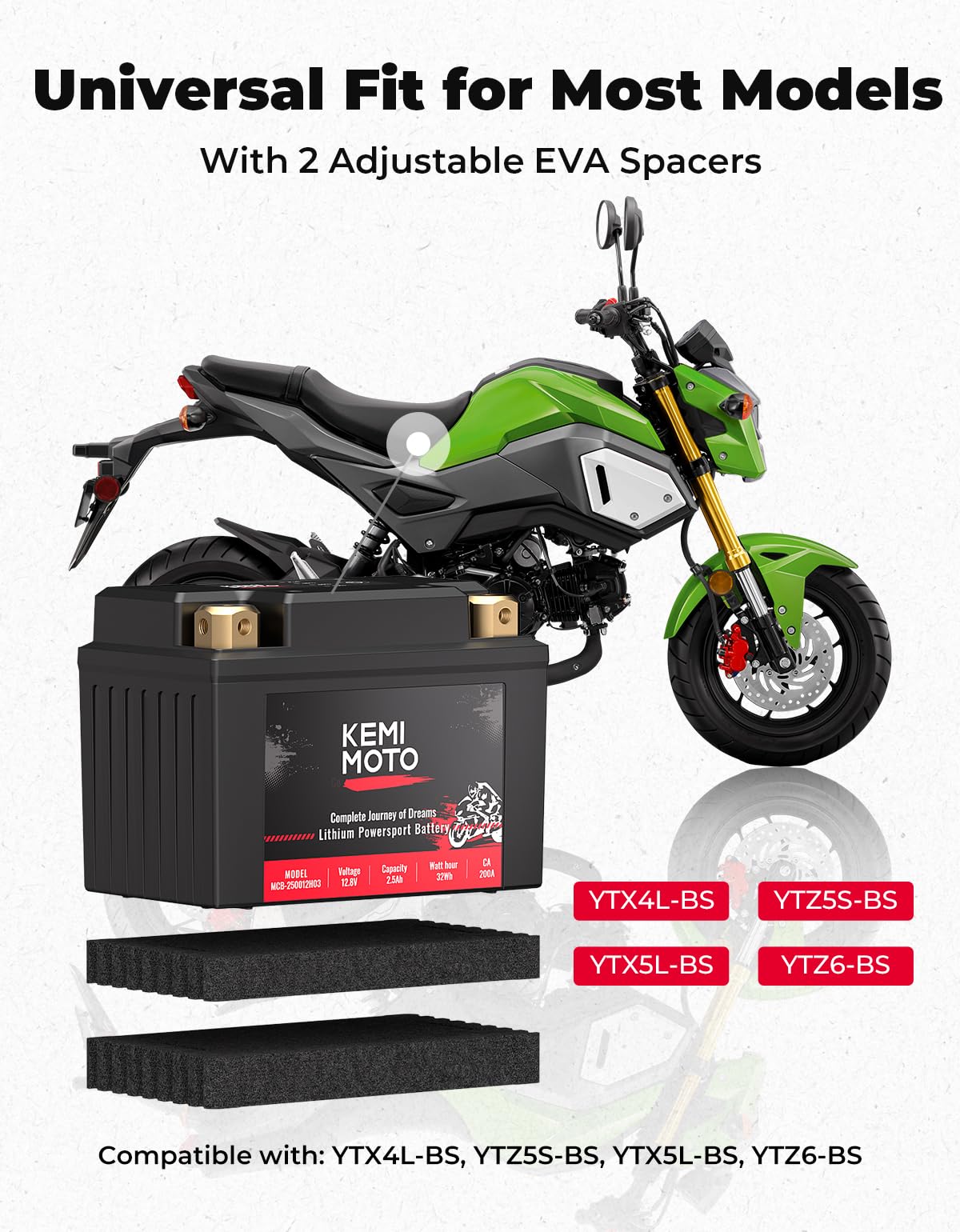 Foto 5 pulgar | Batería De Litio Para Motocicleta Kemimoto Ytx5l-bs/ytx4l-bs 12v 2.5ah - Venta Internacional.