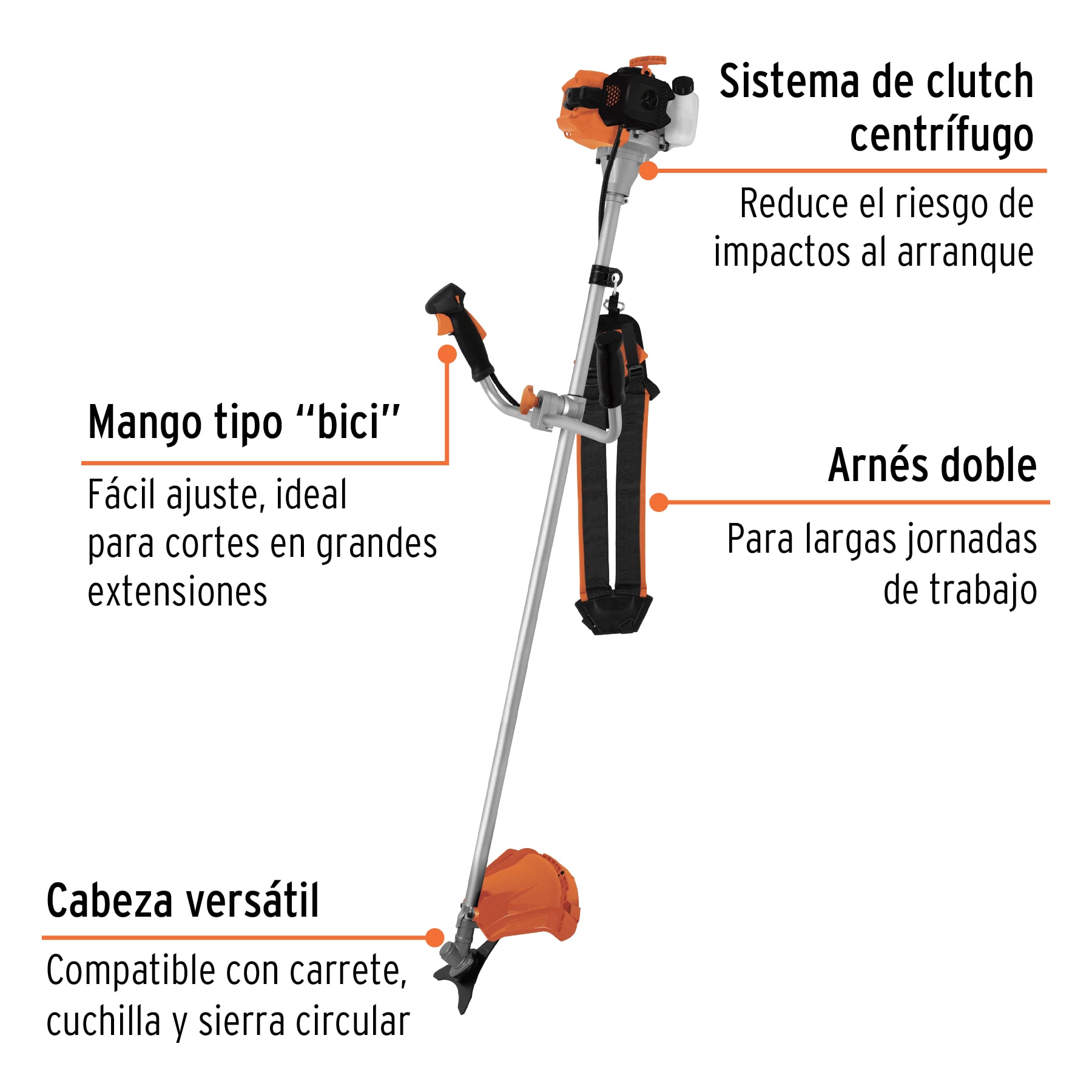 Foto 4 pulgar | Desbrozadora a Gasolina Truper 33 Cc Mango 'bici' 18' Corte Des-330 color Naranja