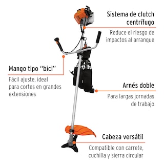 Foto 3 | Desbrozadora a Gasolina Truper 63 Cc Mango 'bici' 17' Corte color Naranja