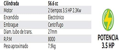 Foto 6 pulgar | Desbrozadora Clutch Metálico 56.6cc Blue Bird Motor 2tiempos 3hp 2.3kw Gim Terra