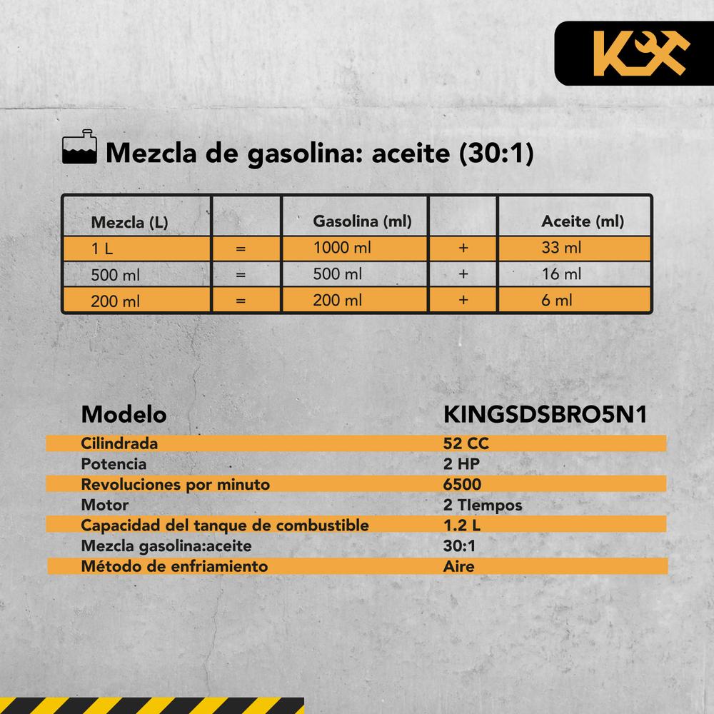 Foto 9 pulgar | Desbrozadora a Gasolina Kingsman con Accesorios