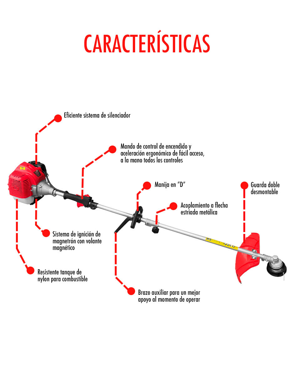 Foto 3 pulgar | Red V Desbrozadora Multifuncional 4 En 1 Con Extensión 52cc 3hp