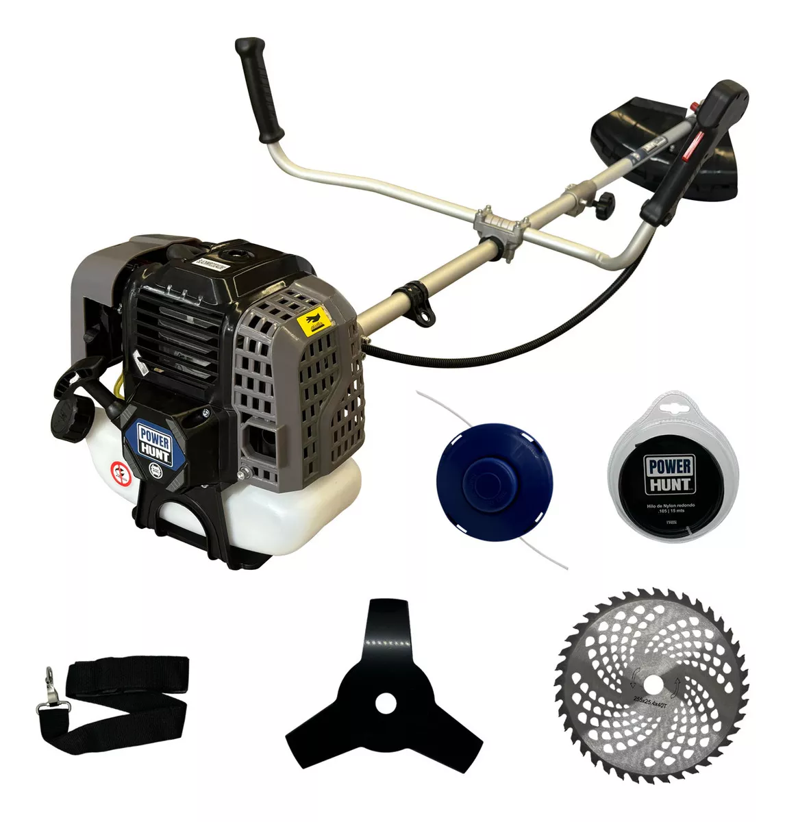 Desbrozadora Desmalezadora A Gasolina 52cc 2.5hp Black Wiro By Power Hunt Con Disco Cabezal Y Cuchilla
