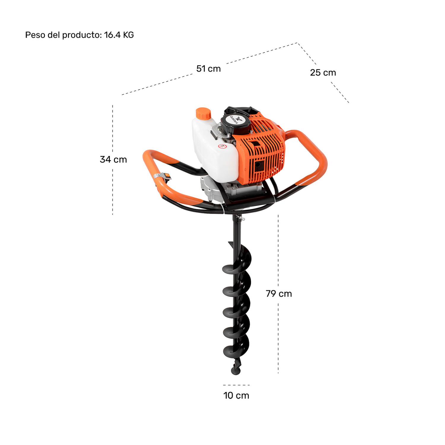 Foto 7 pulgar | Motoperforadora Ahoyadora 3 Brocas 49cc 2.4hp 6500rpm Gutstark Home