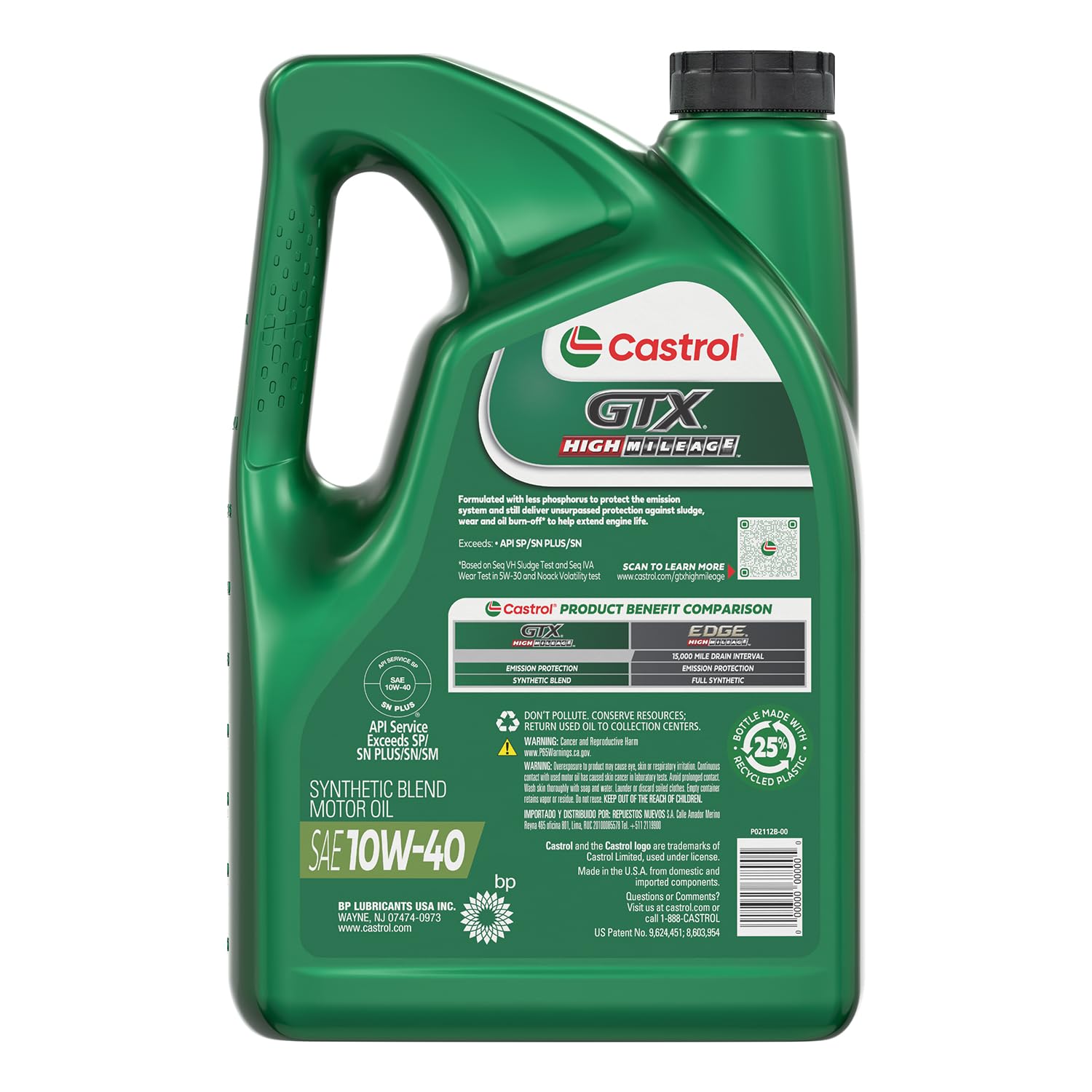 Foto 4 | Aceite De Motor Castrol Gtx High Mileage 10w-40 Sintético De 5 Litros - Venta Internacional.