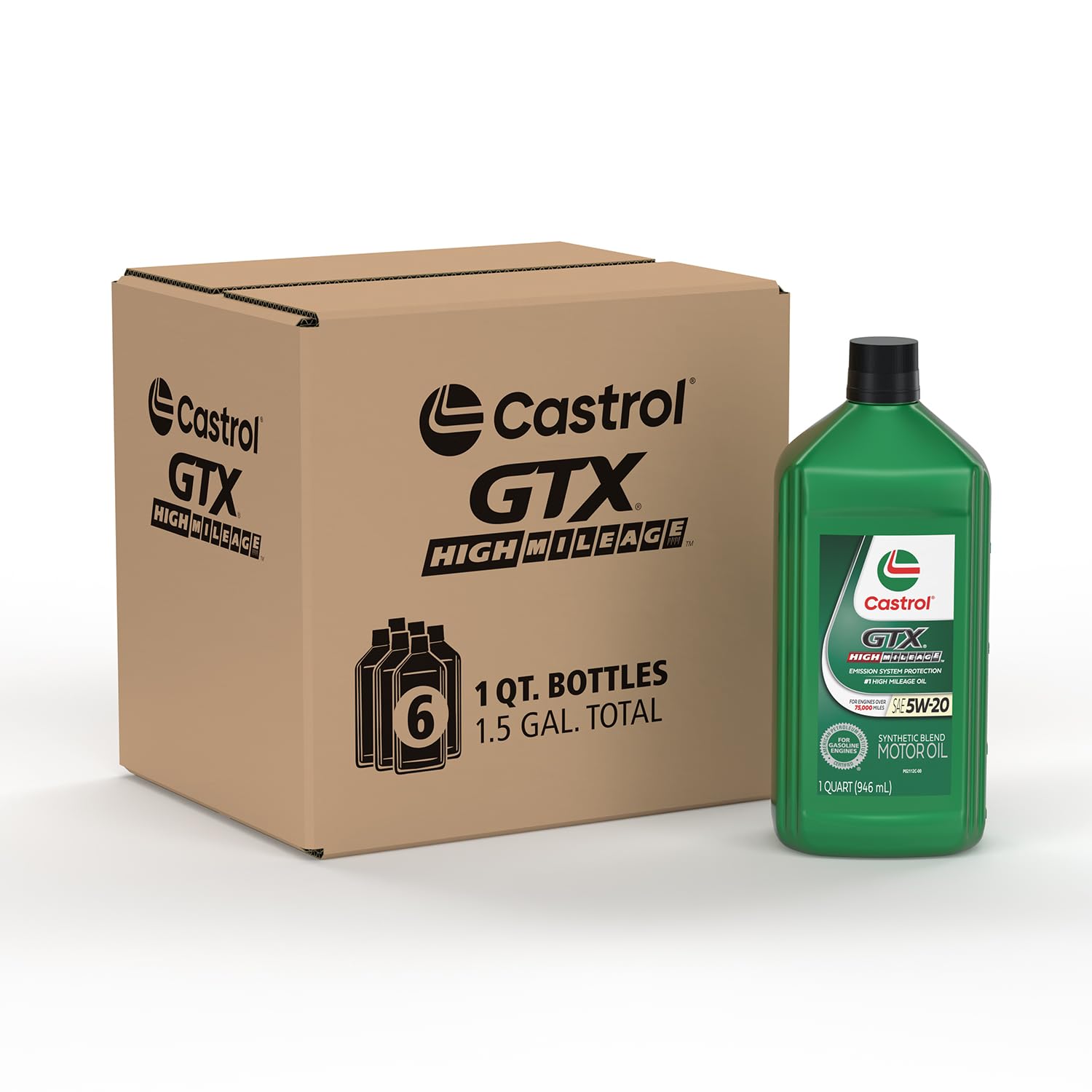 Foto 2 pulgar | Aceite De Motor Castrol Gtx High Mileage 5w-20 Sintético 1lx6 - Venta Internacional.