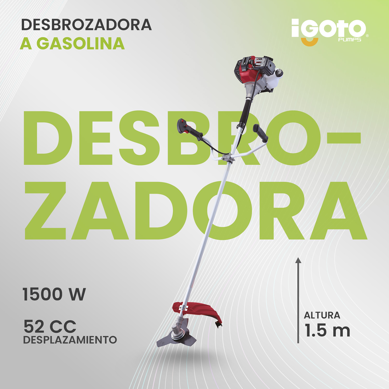 Foto 5 | Desbrozadora Gasolina 2 Tiempos 2hp 52cc Igoto Db1002
