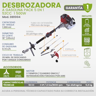 Foto 5 | Desbrozadora Igoto Profesional 2 Hp 52cc 5 En 1