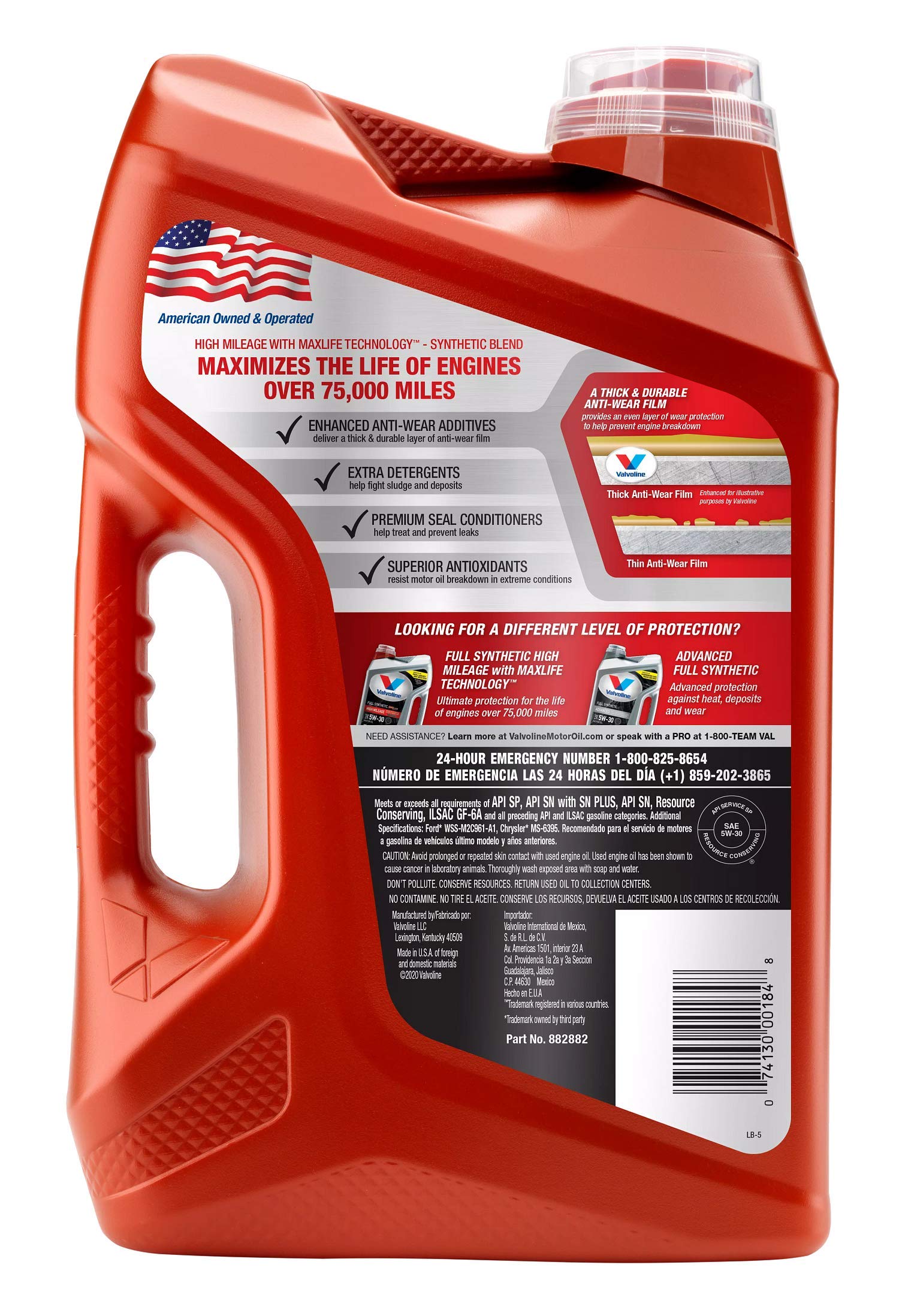 Foto 3 pulgar | Aceite De Motor Valvoline De Alto Kilometraje Con Maxlife Tech Sae 5w-30 5l - Venta Internacional.