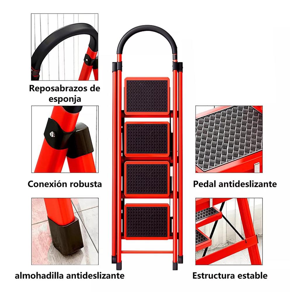 Foto 3 pulgar | Escalera Plegable Tipo Tijera De 4 Peldaños Antiderrapante