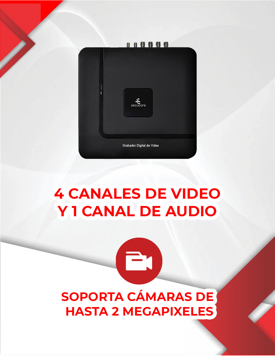 Foto 3 pulgar | Dvr 4 Canales Video Cctv Hd Secucore Cámaras Seguridad Vigilancia