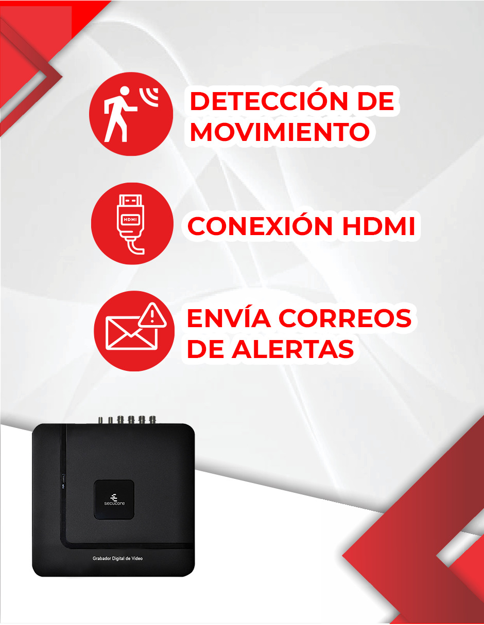 Foto 3 | Dvr 4 Canales Video Cctv Hd Secucore Cámaras Seguridad Vigilancia