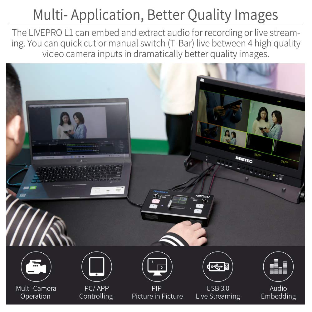 Foto 6 pulgar | Mezclador De Vídeo Feelworld Livepro L1 V1 4x Hdmi 1080p - Venta Internacional.