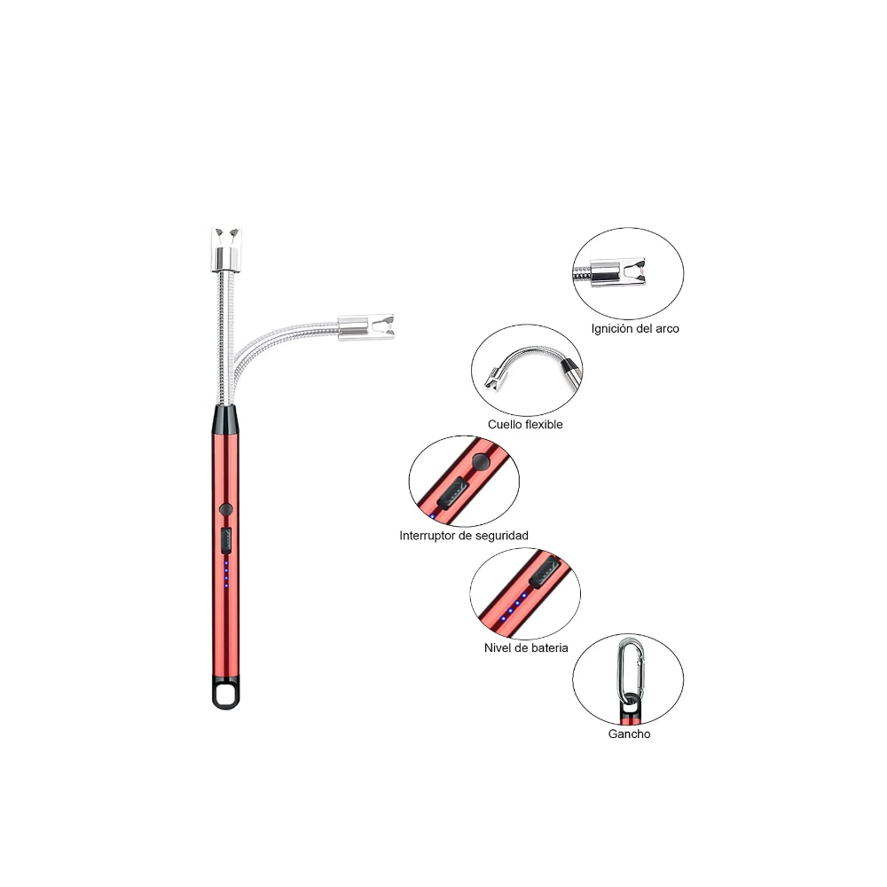 Foto 4 pulgar | Encendedor Eléctrico Recargable Portátil Usb Malubero Rojo