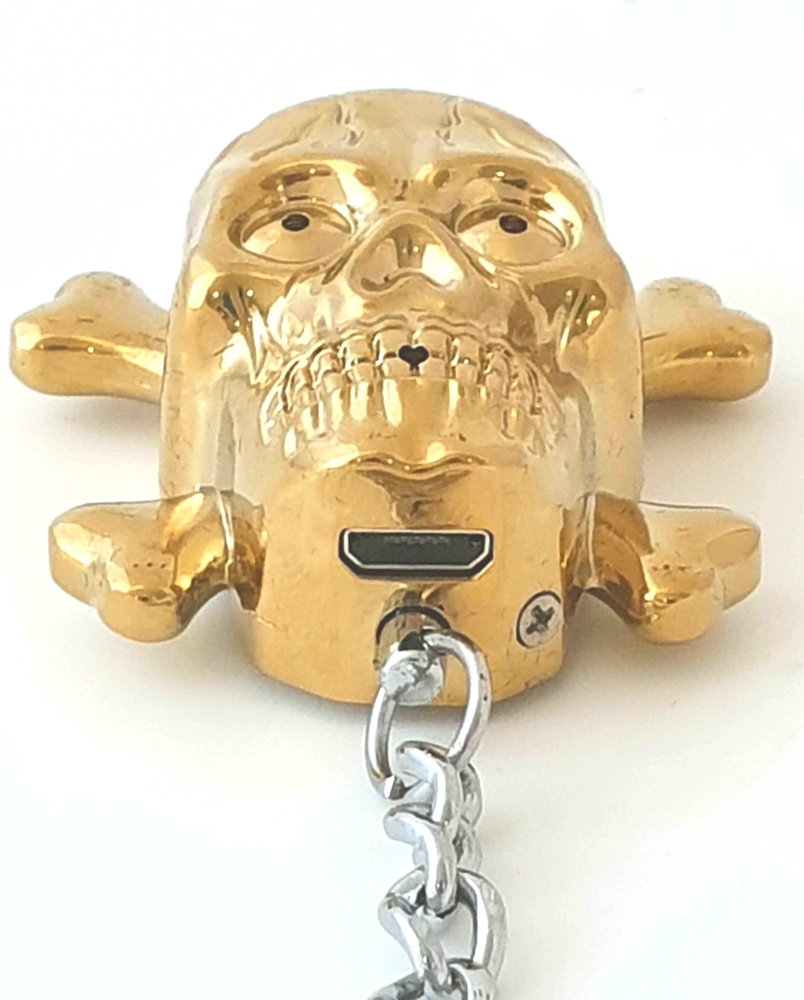 Foto 3 pulgar | Encendedor Electrico Usb Calavera Con Luz Y Sonido Dorado