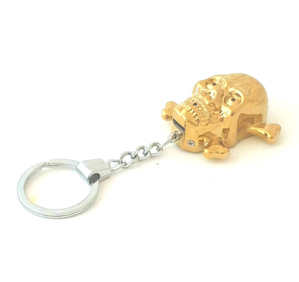 Foto 4 pulgar | Encendedor Electrico Usb Calavera Con Luz Y Sonido Dorado