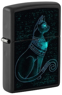 Foto 1 | Encendedor Zippo Black Light, Diseño De Gato Espiritual, Negro Mate - Venta Internacional.