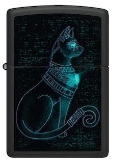 Foto 3 | Encendedor Zippo Black Light, Diseño De Gato Espiritual, Negro Mate - Venta Internacional.