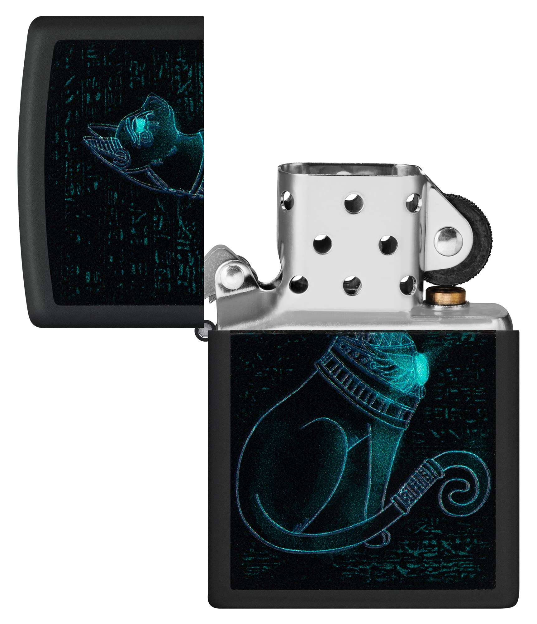 Foto 6 pulgar | Encendedor Zippo Black Light, Diseño De Gato Espiritual, Negro Mate - Venta Internacional.
