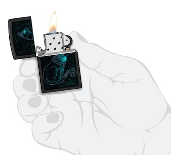 Foto 6 | Encendedor Zippo Black Light, Diseño De Gato Espiritual, Negro Mate - Venta Internacional.