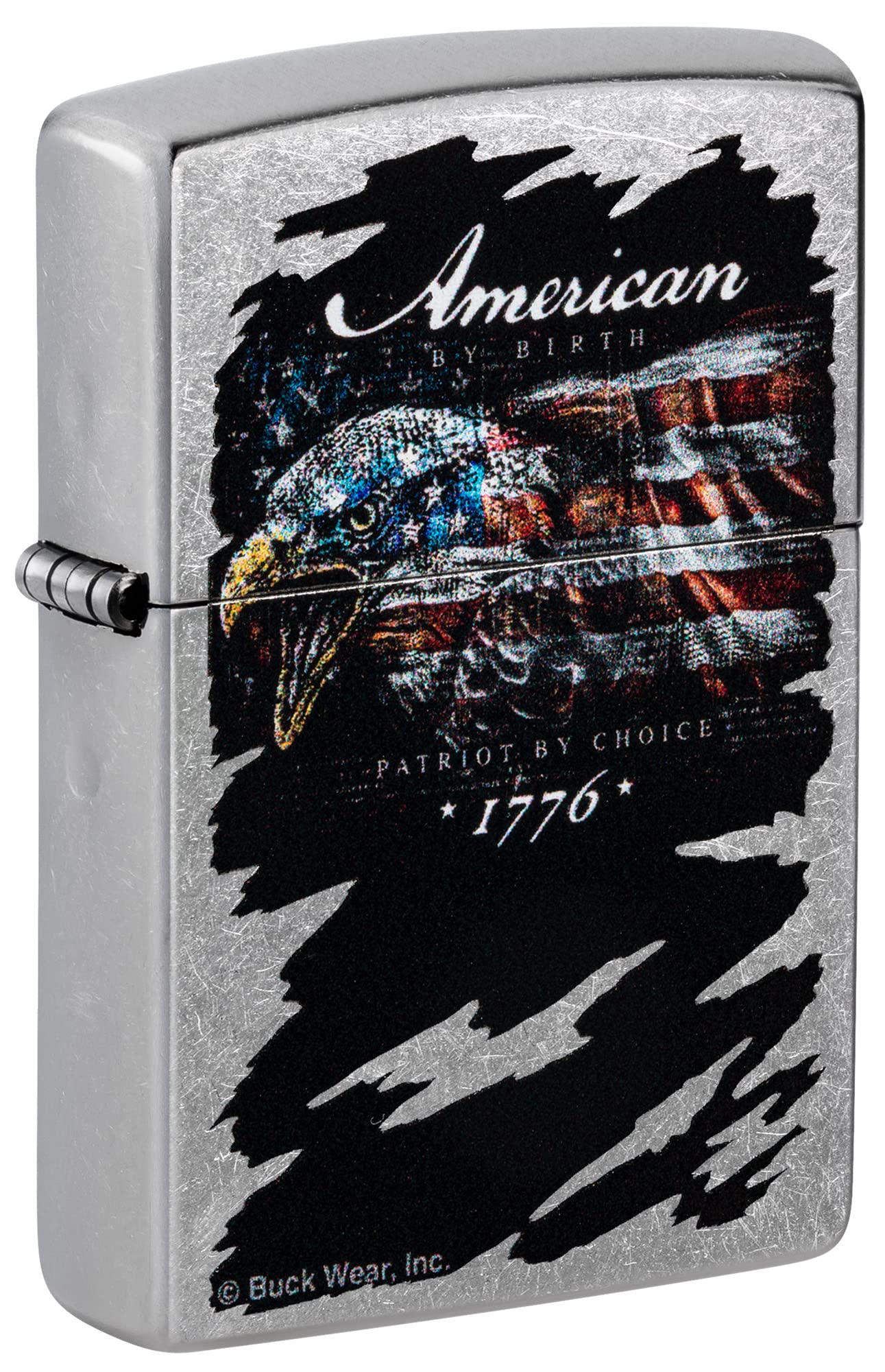 Mechero De Bolsillo Con Cierre Zippo, Diseño De Bandera De Águila, Color Cromo - Venta Internacional.