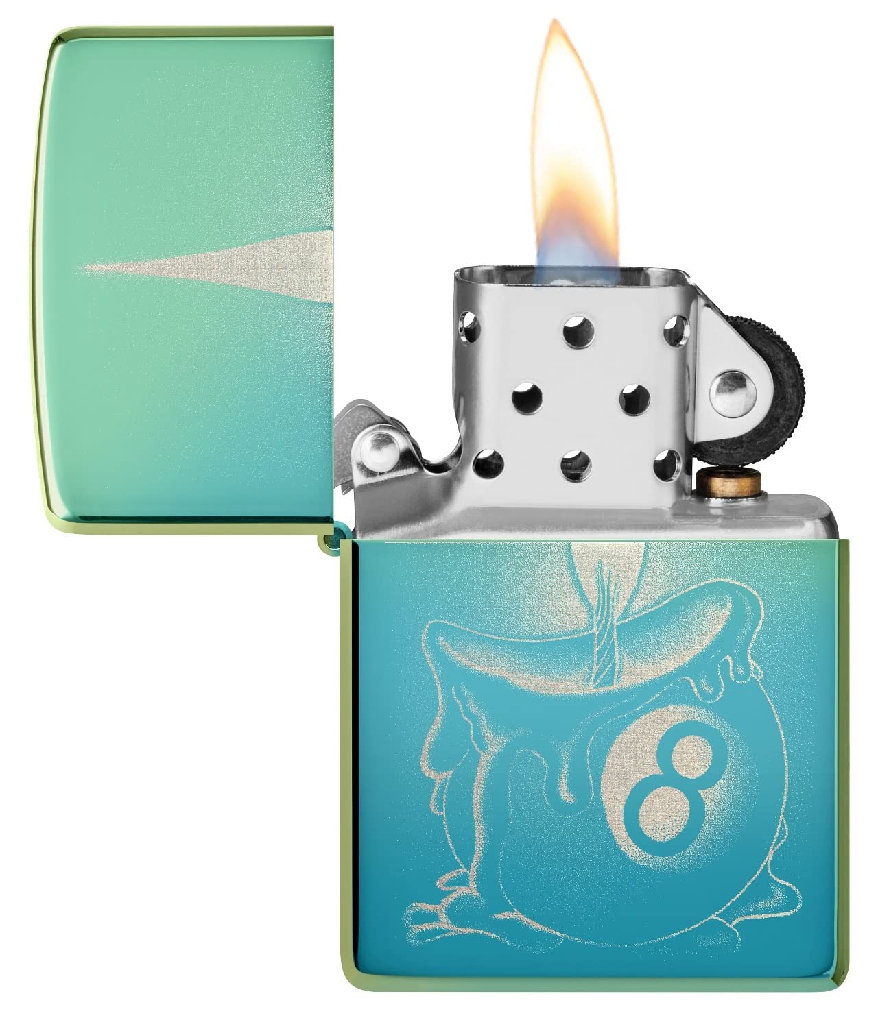 Foto 4 pulgar | Mechero De Bolsillo Zippo Con Diseño De Ocho Bolas, Diseño De Tatuaje, Color Verde Azulado - Venta Internacional.