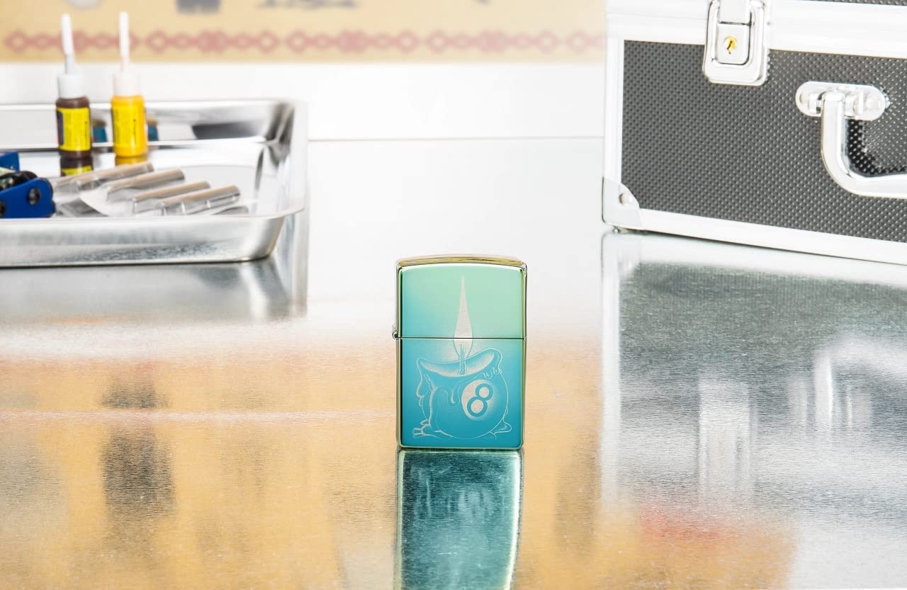 Foto 5 pulgar | Mechero De Bolsillo Zippo Con Diseño De Ocho Bolas, Diseño De Tatuaje, Color Verde Azulado - Venta Internacional.