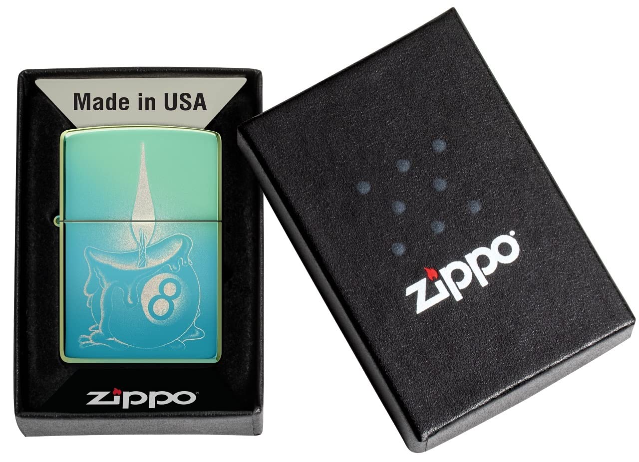 Foto 7 pulgar | Mechero De Bolsillo Zippo Con Diseño De Ocho Bolas, Diseño De Tatuaje, Color Verde Azulado - Venta Internacional.