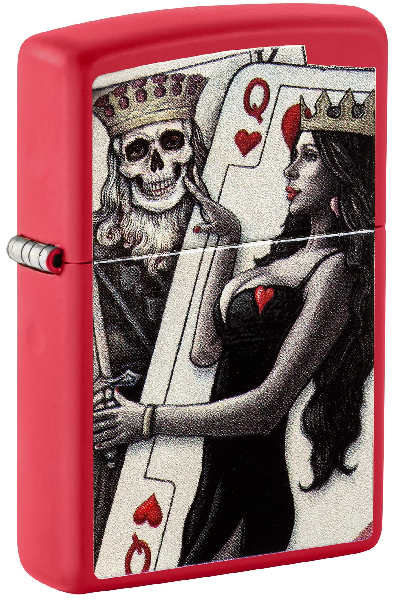 Mechero De Bolsillo Zippo Skull King Queen Beauty Red Mate - Venta Internacional.