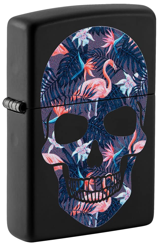 Foto 2 pulgar | Mechero De Bolsillo Zippo Con Diseño De Calavera De Flamenco, Negro Mate - Venta Internacional.