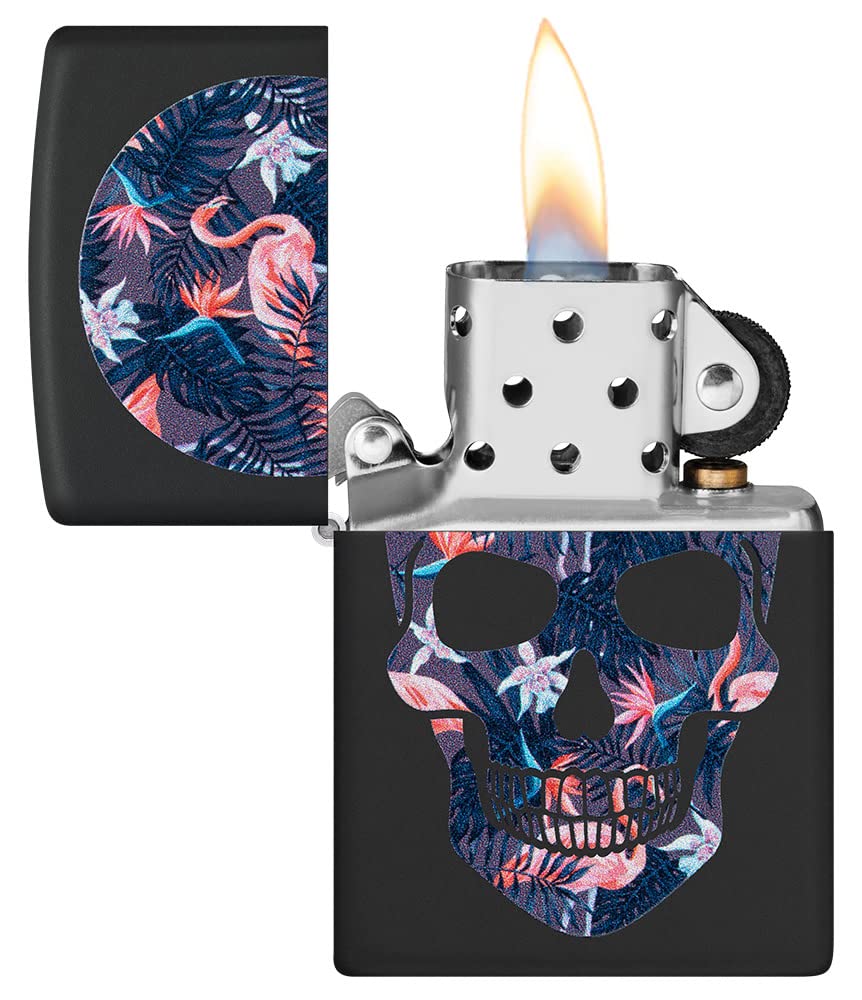 Foto 4 pulgar | Mechero De Bolsillo Zippo Con Diseño De Calavera De Flamenco, Negro Mate - Venta Internacional.