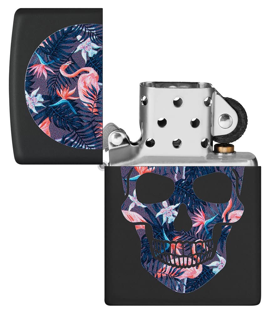 Foto 5 pulgar | Mechero De Bolsillo Zippo Con Diseño De Calavera De Flamenco, Negro Mate - Venta Internacional.