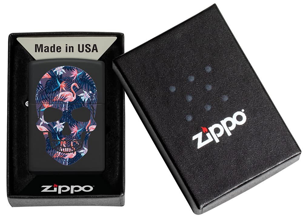 Foto 7 pulgar | Mechero De Bolsillo Zippo Con Diseño De Calavera De Flamenco, Negro Mate - Venta Internacional.