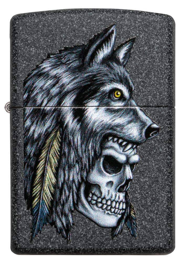 Foto 2 | Mechero De Bolsillo Zippo, Diseño De Calavera De Lobo, Piedra De Hierro - Venta Internacional.