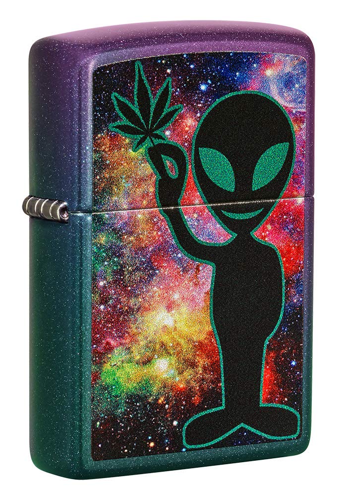 Mechero De Bolsillo Zippo Alien Galaxy Design, Color Morado Iridiscente - Venta Internacional.