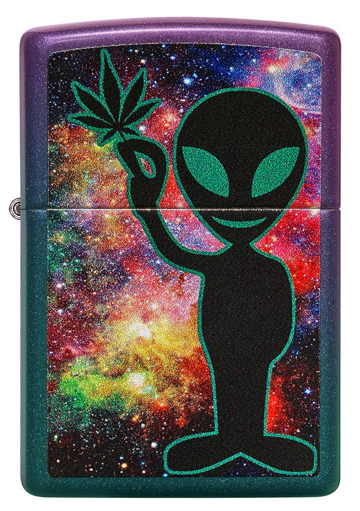 Foto 3 pulgar | Mechero De Bolsillo Zippo Alien Galaxy Design, Color Morado Iridiscente - Venta Internacional.
