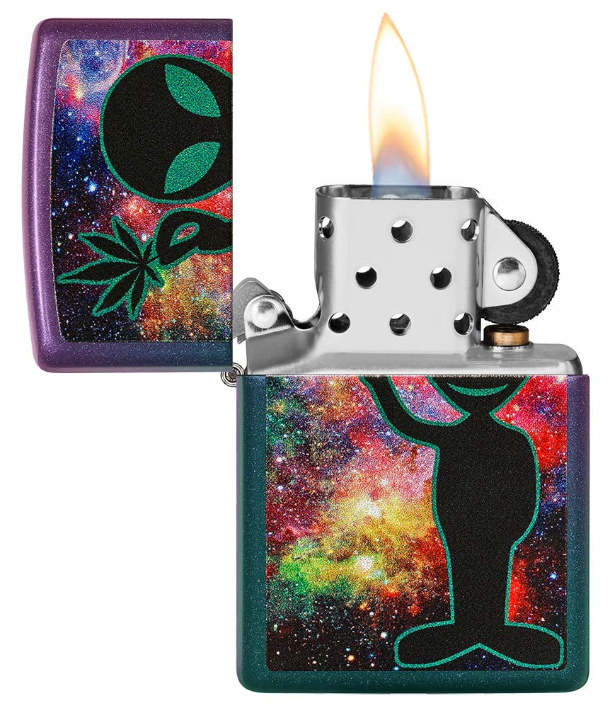 Foto 4 pulgar | Mechero De Bolsillo Zippo Alien Galaxy Design, Color Morado Iridiscente - Venta Internacional.