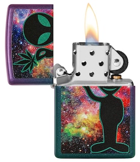 Foto 3 | Mechero De Bolsillo Zippo Alien Galaxy Design, Color Morado Iridiscente - Venta Internacional.