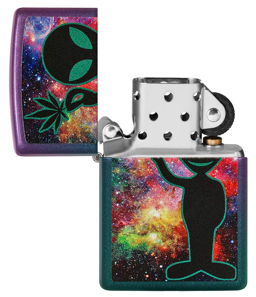 Foto 5 pulgar | Mechero De Bolsillo Zippo Alien Galaxy Design, Color Morado Iridiscente - Venta Internacional.