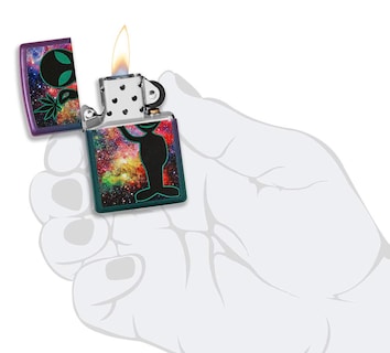 Foto 5 | Mechero De Bolsillo Zippo Alien Galaxy Design, Color Morado Iridiscente - Venta Internacional.