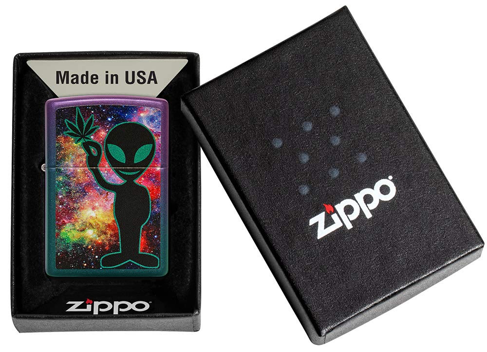 Foto 7 pulgar | Mechero De Bolsillo Zippo Alien Galaxy Design, Color Morado Iridiscente - Venta Internacional.