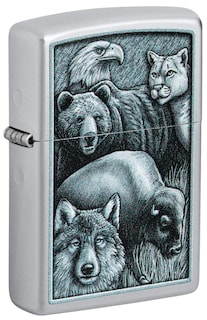Foto 1 | Mechero De Bolsillo Zippo Animal Kingdom Design En Cromo Satinado - Venta Internacional.